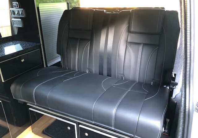 leather seats in the back of car
